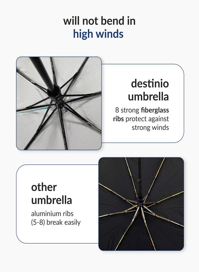 Destinio Umbrella for Women -3 Fold, UV Coated, Auto Open Close- Printed Design Umberallas for Ladies, Girls and Men (Printed Dark Blue) - Image 4
